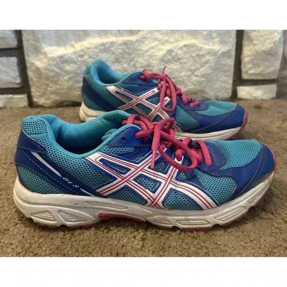 Asics Womens GLS T28BQ Blue Pink Lace Up Low Top Athletic Running Shoes Size 9 - Picture 1 of 5